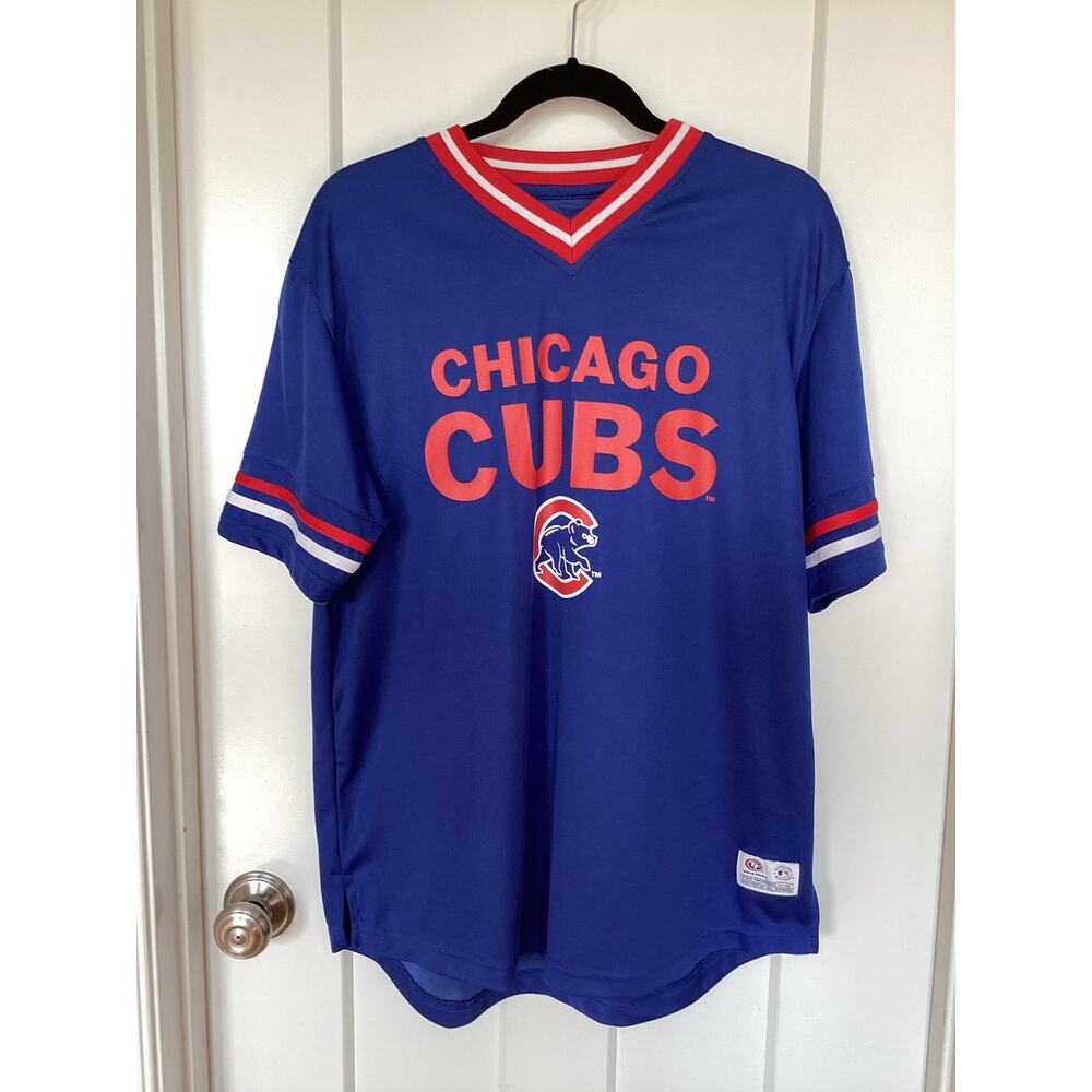 True Fan Unisex Short Sleeve Baseball Chicago Cubs Pullover Jersey Blue SZ Large